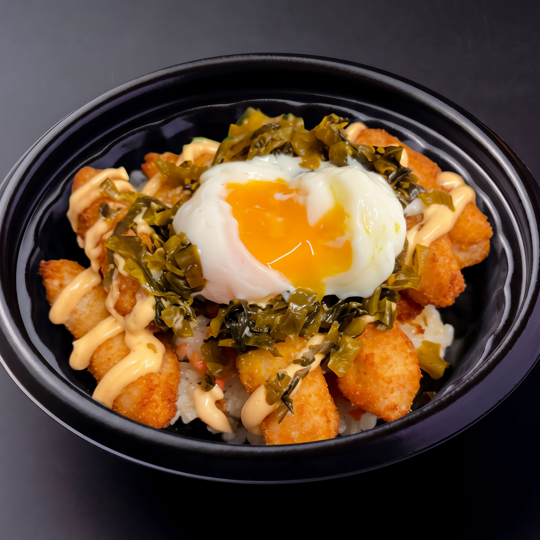 月見明太高菜丼